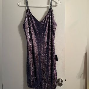 Lulus Purple Sequin Homecoming Dress.